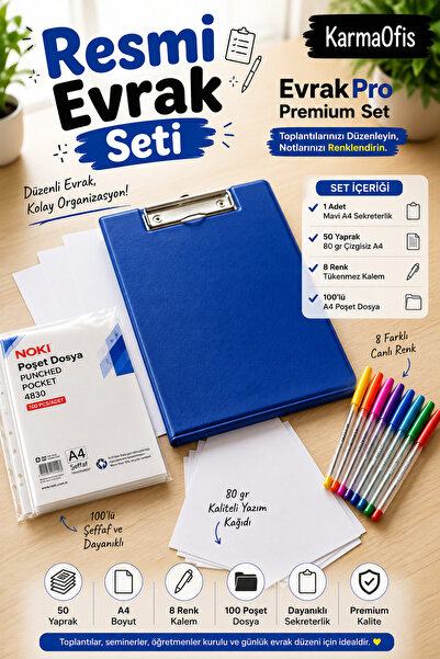 KarmaOfis Official Document Set |   Blue A4 Secretary Kit + 50 Sheets of A4 P...
