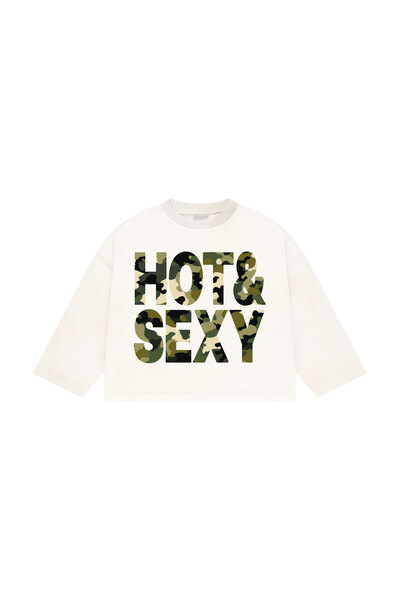 lethestudios Hot & Sexy Baskılı Uzun Kollu Basic T-Shirt