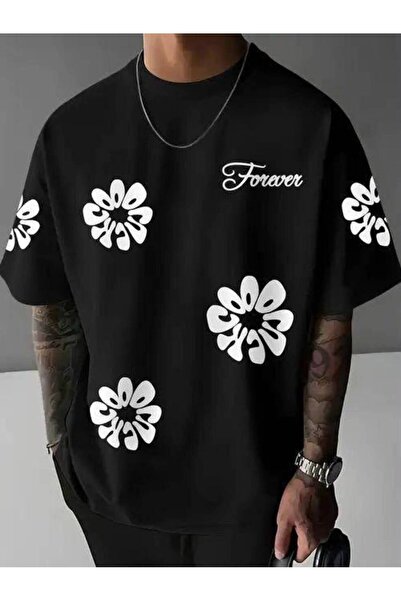JANTIL MODA 🔥   Black Unisex Oversize 100% Cotton Crew Neck Short Sleeve T-S...