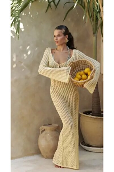 Park Karon Women's Wide Long Sleeve Bohemian Knitwear Dress Knitted Beach Par...