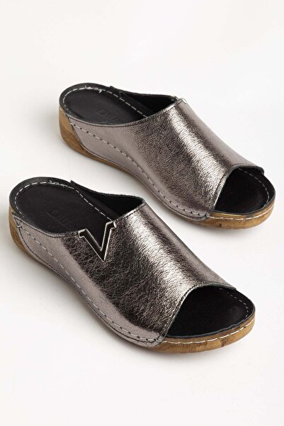 Dilimler Ayakkabı Genuine Leather Orthopedic Women's Wedge Heel Slippers with...