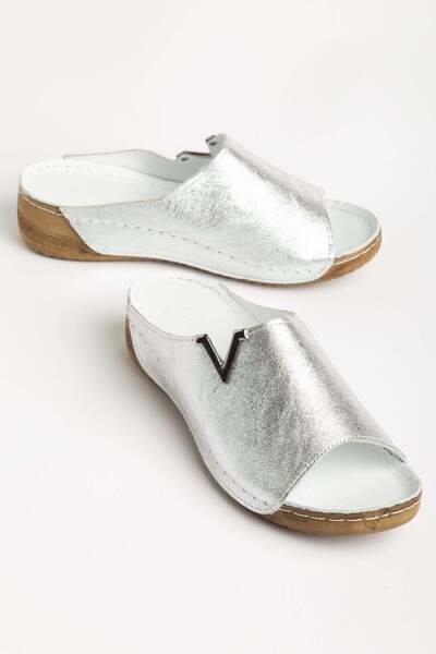 Dilimler Ayakkabı Genuine Leather Orthopedic Women's Wedge Heel Slippers with...