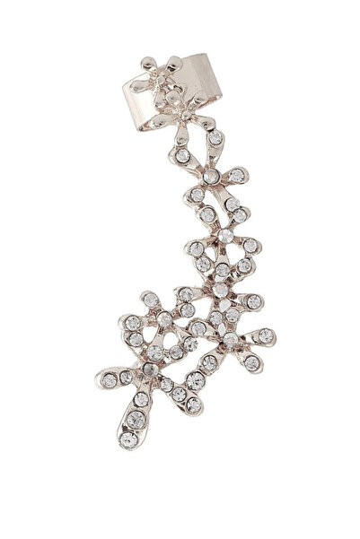VeeShop Ear cuff earring with flowers and small crystals, all over the ear