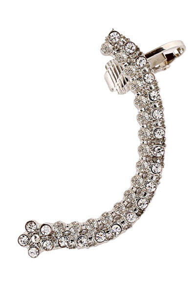 VeeShop Arched ear cuff, one row of crystals and one row of poppies