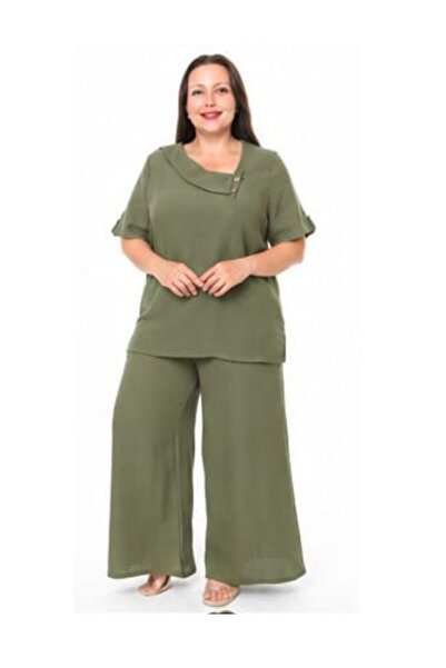 Truva XXL Plus Size Black Muslin Fabric Wide Leg Suit