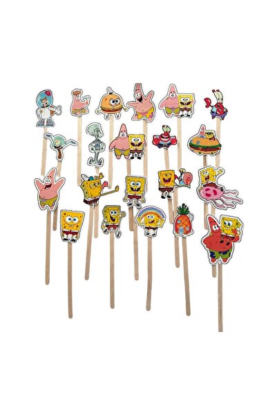 DecoParty Set de decorațiuni pentru tort – Tematică SPONGE BOB, 21 de piese, ...
