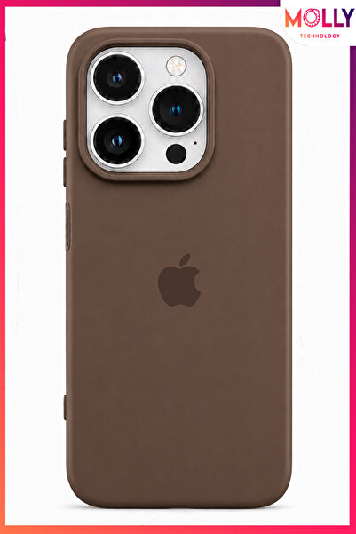 Molly iPhone 14 PRO İçin Elma Figürlü Çikolata Liquid İçi Kadife Mat Silikon ...