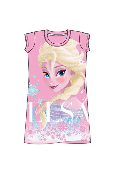 Disney Νυχτικό Frozen ροζ 4-8 ετών με πολύ κοντά μανίκια και φωτοευαίσθητη στ...