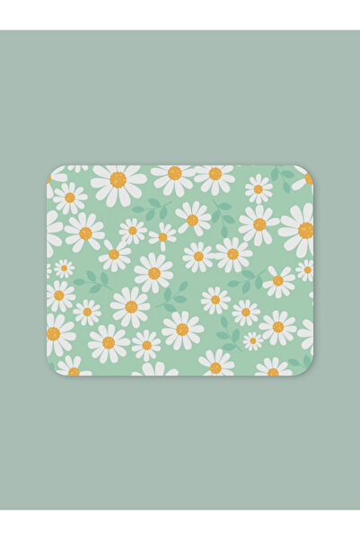 Papatya Desenli Kaydırmaz Mouse Pad - 23X19 cm - Kaydırmaz Tabanlı Kaliteli Mousepad