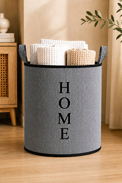 Paris Home Home Written Grey Jute-Look Premium Basket – Eva Supported, Lined,...