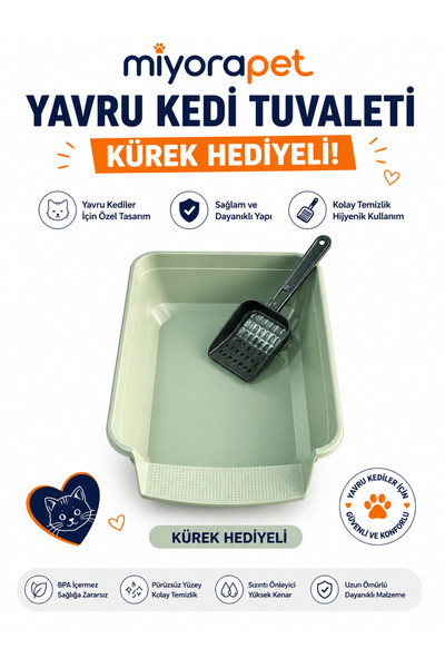 miyora Yavru Kedi Açık Kedi Tuvaleti **Kürek Hediyeli