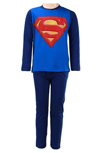 Superman Синя пижама за 6-12 години с филмови графики и удобни еластични пант...