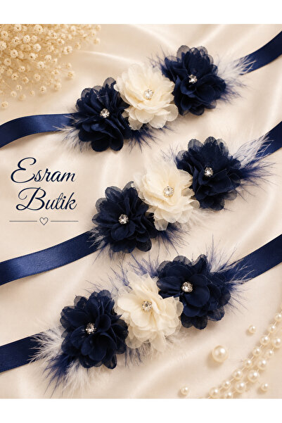 Esram Butik Lacivert Krem Nedime Bilekliği 10 Adet, Kına Gecesi, Bekarlığa Ve...