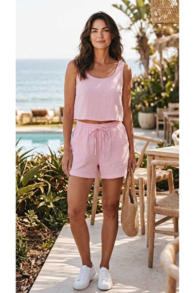 Nikitas Design Cotton Muslin Crop-Shorts Double Set