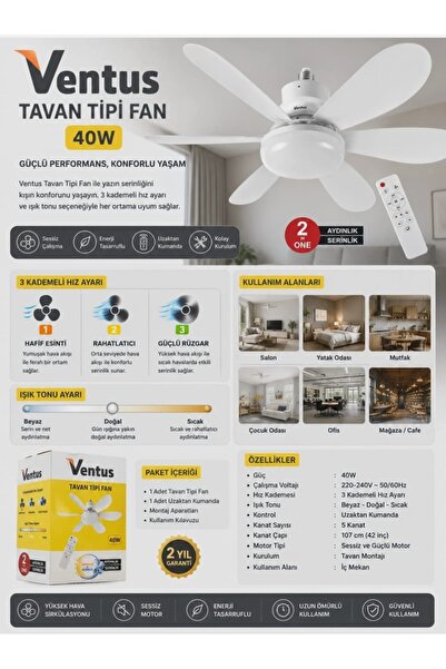 TAVAN TİPİ 40W VANTİLATÖR