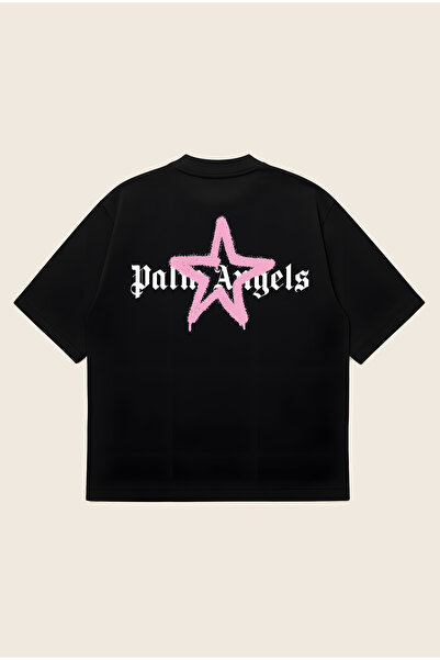 Moon Dancer Tricou unisex Palm Angels Pink Star Edition, imprimat, supradimen...