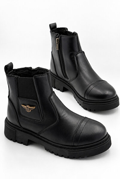 Sanvio Tarzkar Women's Black Fur-Lined Waterproof Stitched Rubber Non-Slip So...