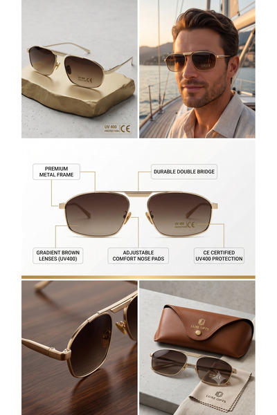 GLORIASUN Uv400 Protection Brown Men's Sunglasses