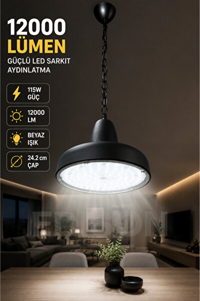 Edison LED Sarkıt Avize 115W 12000 Lümen Beyaz Işık Endüstriyel Tavan Aydınla...