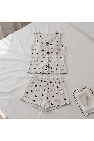 pijama KADIN LOVE DESENLİ ŞORTLU TAKIMI