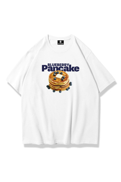 STYKEER Unisex Oversized T-Shirt "Pancake" Printed Loose Fit White T-Shirt