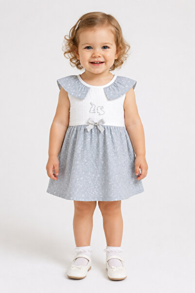 Babyhola Baby Girl Muslin Zero Sleeve Summer Dress 15234