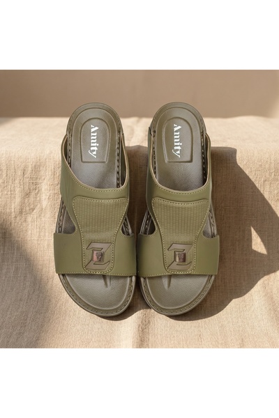 Lucky Steps Men's Genuine Leather Slide Sandals 4cm Thick Sole Non-Slip Woven...