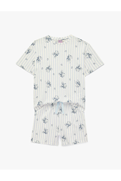 Koton Set de pijamale cu mânecă scurtă, cu imprimeu Stitch, din bumbac licențiat