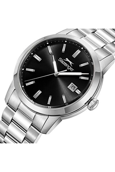 Slazenger Erkek Kol Saati Gümüş Kasa Siyah Kadran 42MM Mineral Cam 10 ATM Su ...