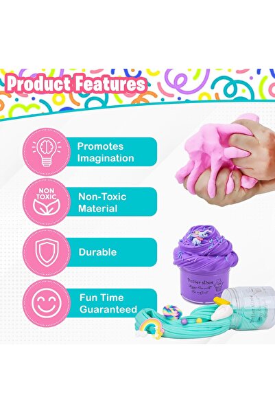 Home Smart Slime Fluffy Kit Non-Toxic and Non-Sticky Party Favor Stress Relief Gift Toy for Boys Girls and Adults (Pack of 4 PCs)
