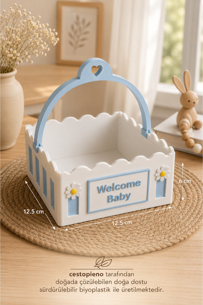 CESTOPİENO Welcome Baby Hediye Sepeti Biyoplastik Bebek Hediye Kutusu Organiz...
