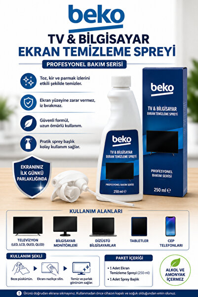 Beko ARÇELİK-ATUS-GRUNDİG TV, MONİTÖR VE LAPTOP EKRAN TEMİZLEME SOLÜSYONU
