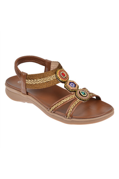 Guja Taş Detaylı Comfort Kadın Sandalet GJ-26Y24015 KAHVE