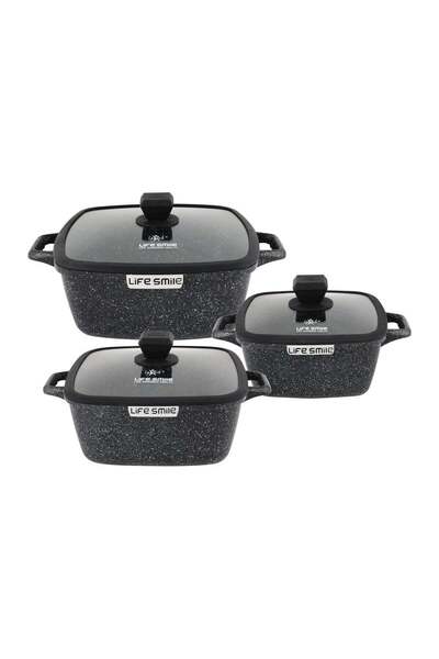 Lifesmile Life Smile Granite Nonstick Cookware Set with Lids – Induction Comp...