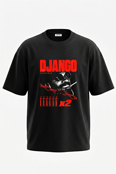 Anetos Django Unchained Design Printed Oversize Black T-Shirt