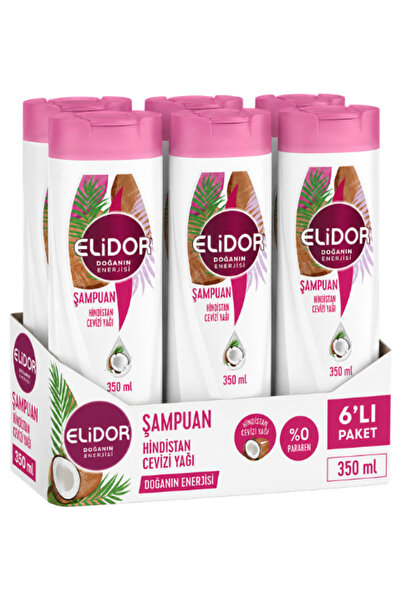 Elidor شامبو زيت جوز الهند من إنيرجي ناتشور 350 مل × 6 قطع