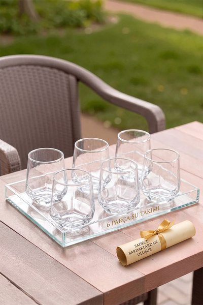 iselahome Novelya 6 Piece Glass Water Set - 6 Piece Glass Set