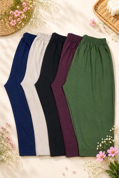 Pi Giyim Women's 5-Pack Solid Color Viscose Fabric Below-Knee Capri Leggings ...
