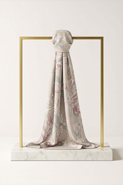 Çağrı İpek Floral Patterned Cotton Silk Shawl Dg13987-11