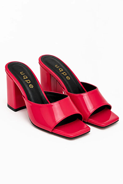 uqpe Women's Single Strap Thick Heeled Slippers Mule Square Toe Sandals - Sen...
