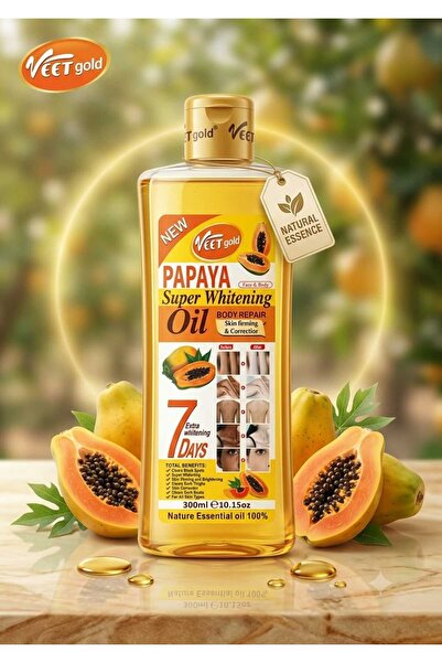Veet Gold زيت البابايا الذهبي السحري – لإصلاح وتفتيح البشرة الفائق 300مل