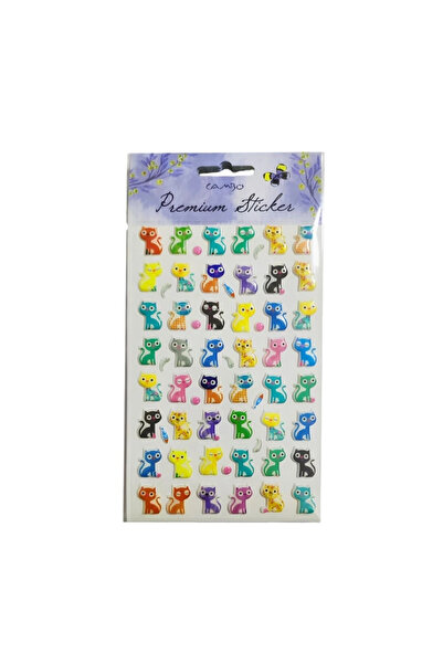 Genel Markalar Puf Sticker Balıklı Kedi