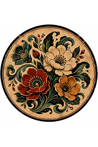 Pleksi Marketi Retro Flower Pattern Acrylic Coasters Set of 5 5mm//77 Mmcap