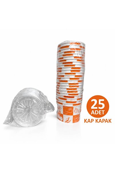 AHVAL AMBALAJ Karton Çorba Kasesi 16 Oz Kap+Kapak 25 Adet