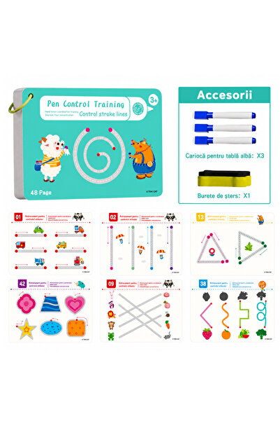 Stuniko ® Caiet Reutilizabil Montessori pentru Exersarea Grafismului și Contr...