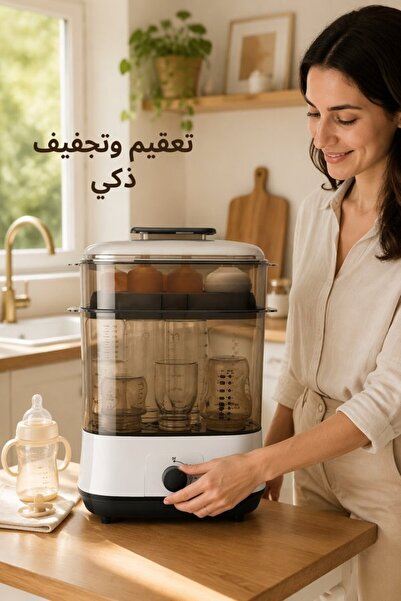 Generic جهاز تعقيم وتجفيف بالبخار الكهربائي للزجاجات، سعة 8 زجاجات، مع خاصية ...