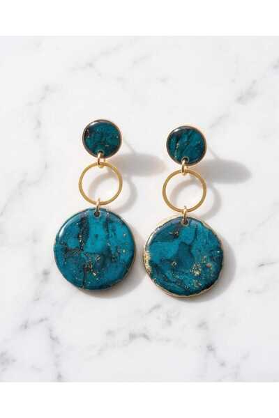 Dodemert Home Nox Blue Gold Polymer and Epoxy Handmade Earrings