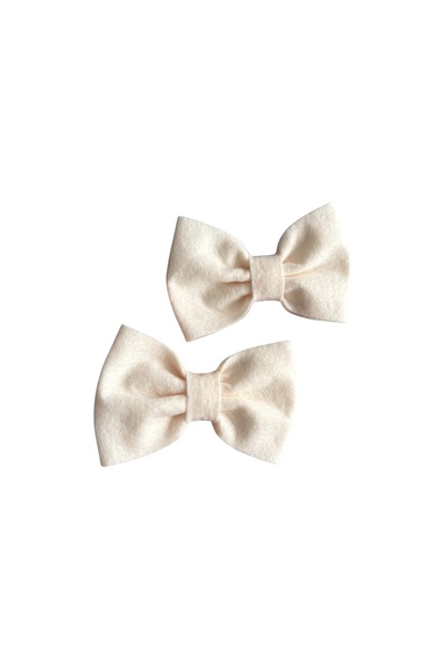 feltland felt hair bows for girls, Top Bottom Set of 2, 9*6cm, white