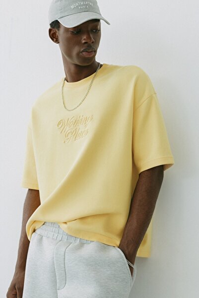 Pull & Bear Kabartma yazılı kısa kollu sweatshirt
