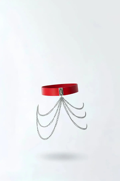 Angels Passion Red Women's Belt with Thick Chain Detail Waist Accessory